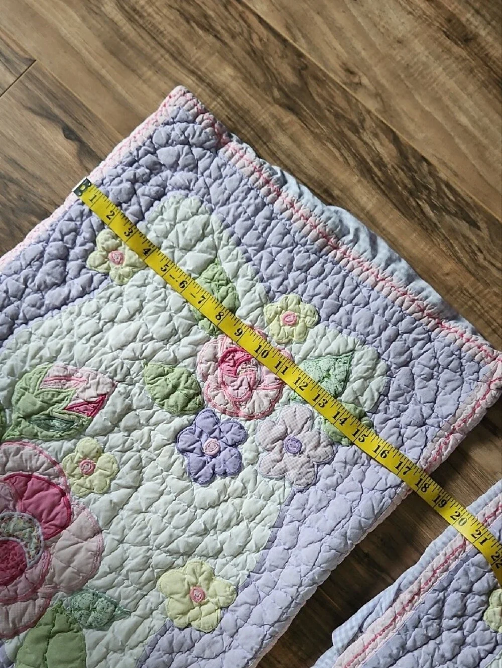 Floral Quilted Pillow Shams in Lavender and Pink With Tie Detail At Back